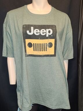 JEEP distressed Licensed Logo Jeep Grill Tee Xxl Sage Green